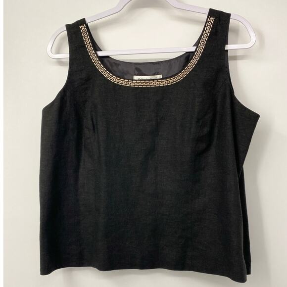 Coldwater Creek Womens Black Linen Tank Top  Size: P14 - Picture 1 of 5